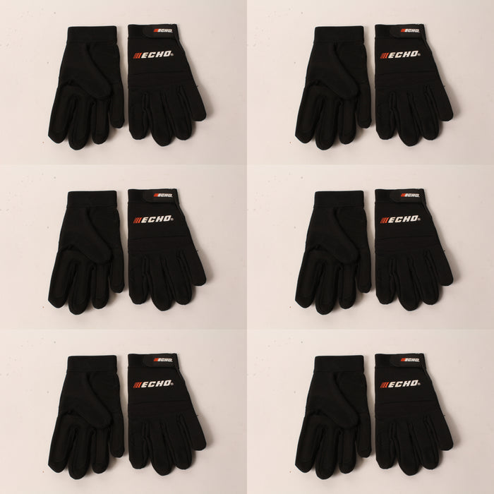 6 PK Echo 103942196 Sport & Landscape Gloves Large Black Form Fitting Fingers