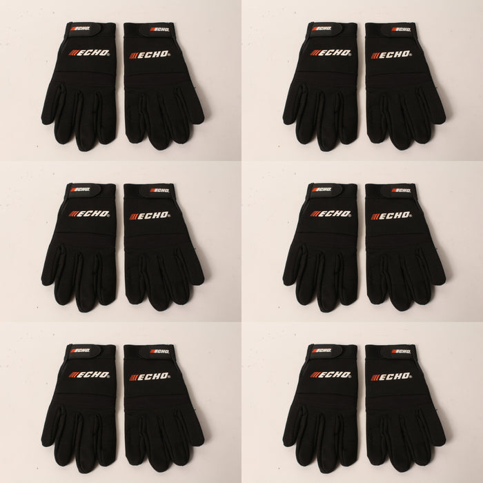 6 PK Echo 103942196 Sport & Landscape Gloves Large Black Form Fitting Fingers