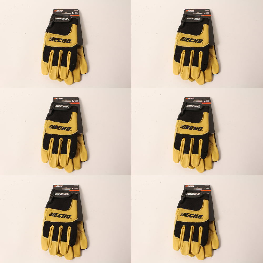 6 PK Echo Vibration-Reducing Landscape Gloves Large Leather Foam Pad Palm