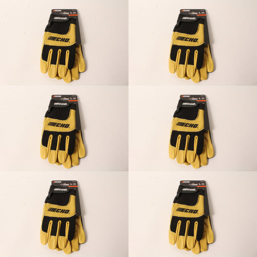 6 PK Echo Vibration-Reducing Landscape Gloves Large Leather Foam Pad Palm