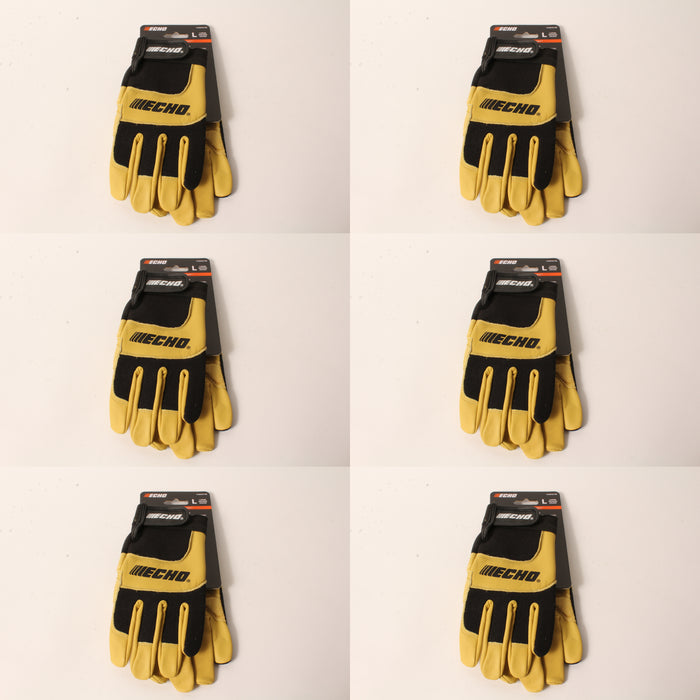 6 PK Echo Vibration-Reducing Landscape Gloves Large Leather Foam Pad Palm