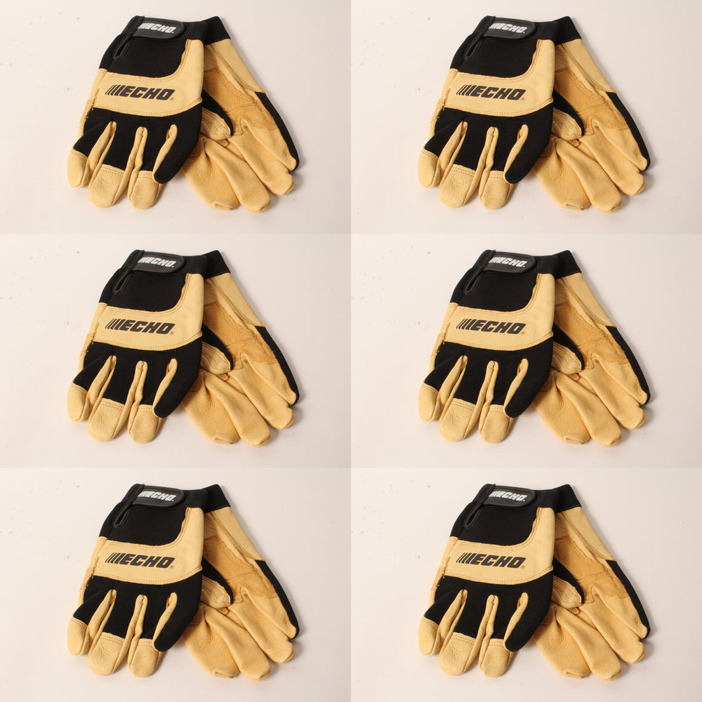 6 PK Echo Vibration-Reducing Landscape Gloves XL Leather Foam Pad Palm