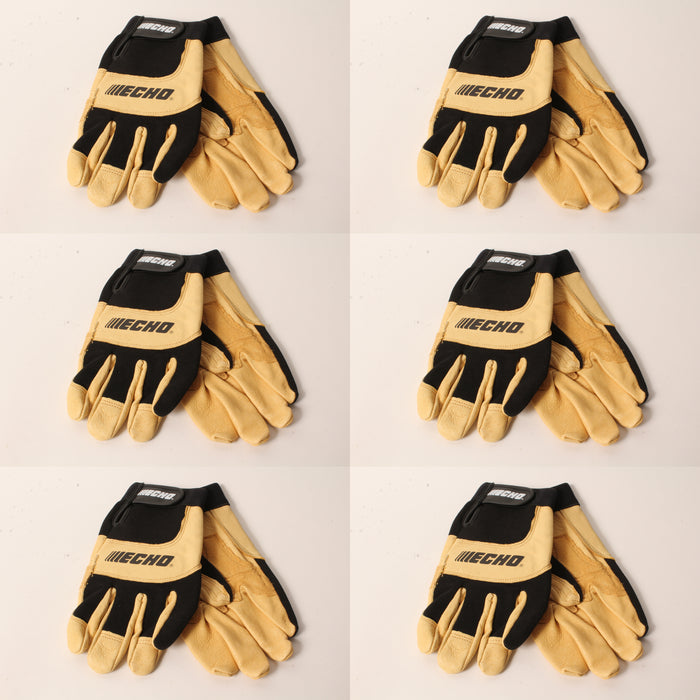 6 PK Echo Vibration-Reducing Landscape Gloves XL Leather Foam Pad Palm