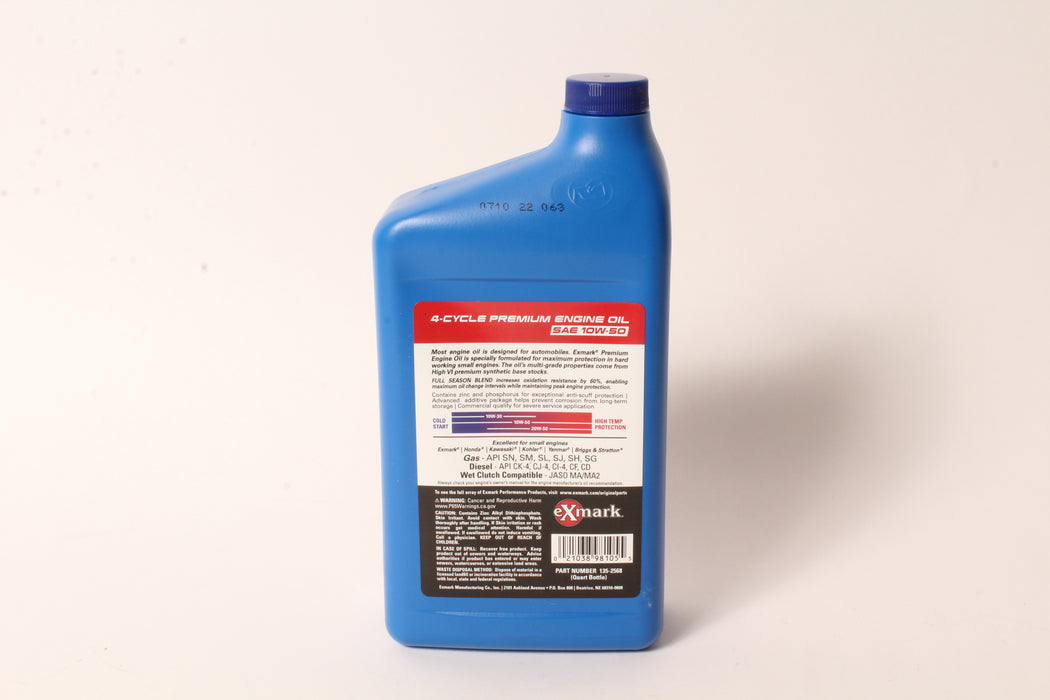 Genuine Exmark 135-2568 10W-50 Full Synthetic Oil 1 Quart Bottle