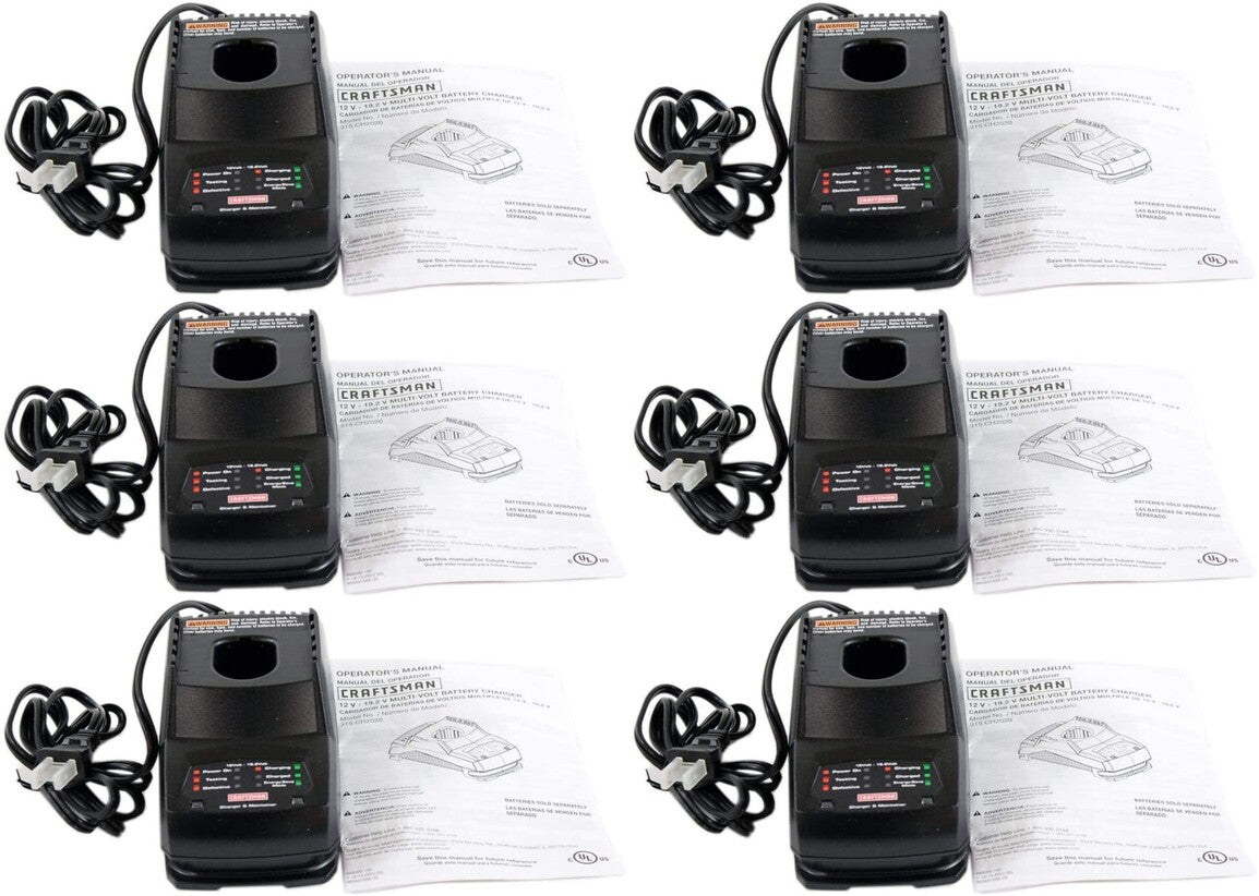 6 Pack Craftsman 140155008 12V-19.2V Dual Chem Battery Charger 315.CH2020 MV OEM