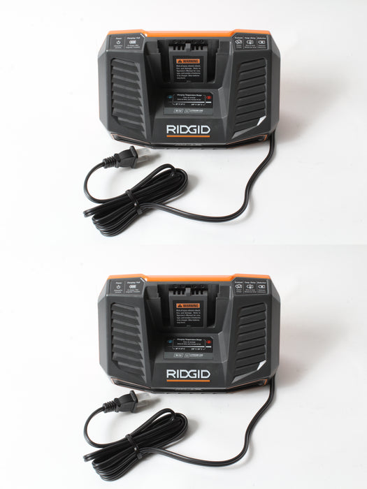 2 Pack Ridgid 140320002 Single Port Li-Ion Ni-CD 18V Slide On Battery Charger