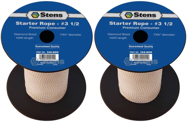 2 PK Stens 145-600 Diamond Braid Starter Rope 100' Reel Size 3-1/2 Dia 7/64"