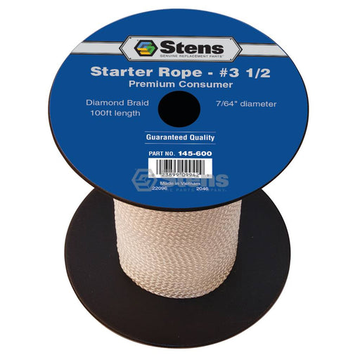 Stens 145-600 Diamond Braid Starter Rope 100' Spool Size 3-1/2 Dia 7/64"