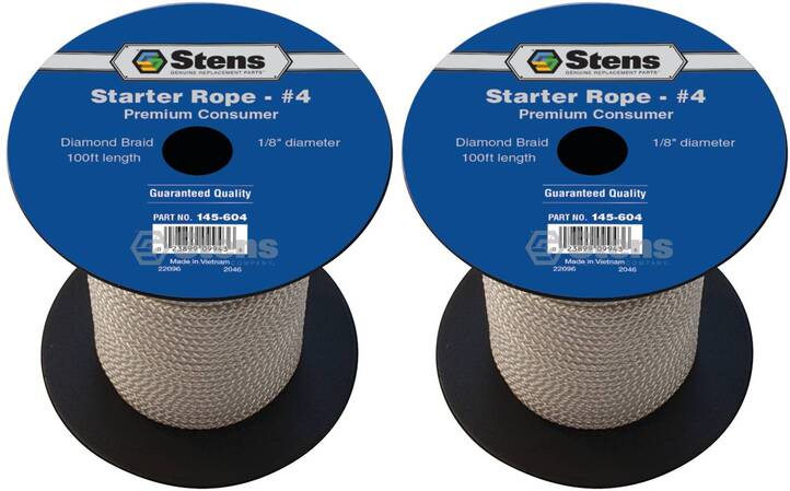 2 PK Stens 145-604 Diamond Braid Starter Rope 100' Spool Size #4 Dia 1/8"