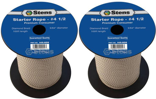 2 PK Stens 145-608 Diamond Braid Starter Rope 100' Spool Size 4-1/2 Dia 9/64"