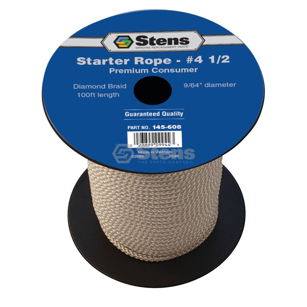 Stens 145-608 Diamond Braid Starter Rope 100' Spool Size 4-1/2 Dia 9/64"