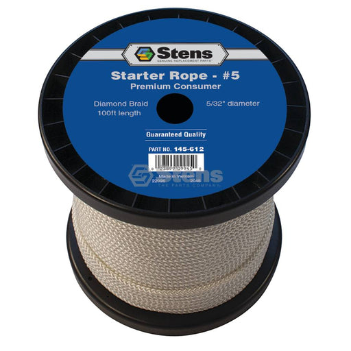 Stens 145-612 Diamond Braid Starter Rope 100' Spool Size 5 Dia 5/32"