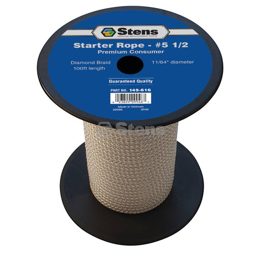 Stens 145-616 Diamond Braid Starter Rope 100' Spool Size 5-1/2 Dia 11/64"