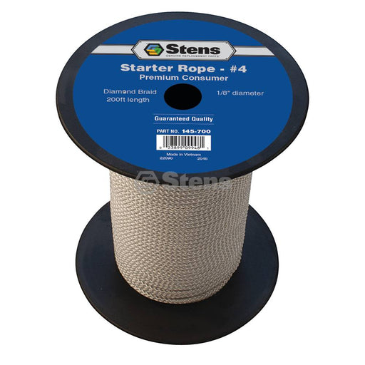 Stens 145-700 Diamond Braid Starter Rope 200' Spool Size 4 Dia 1/8"