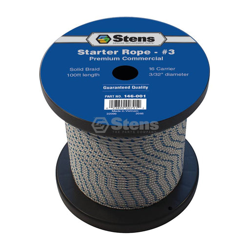 Stens 146-001 Solid Braid Starter Rope 100' Spool Size 3 Dia 3/32"