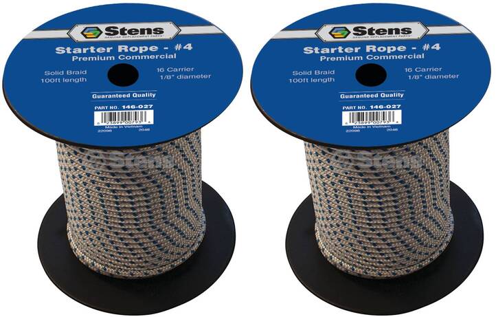 2 PK Stens 146-027 Solid Braid Starter Rope 100' Spool Size 4 Dia 1/8"