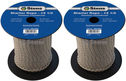 2 PK Stens 146-035 Solid Braid Starter Rope 100' Spool Size 4-1/2 Dia 9/64"