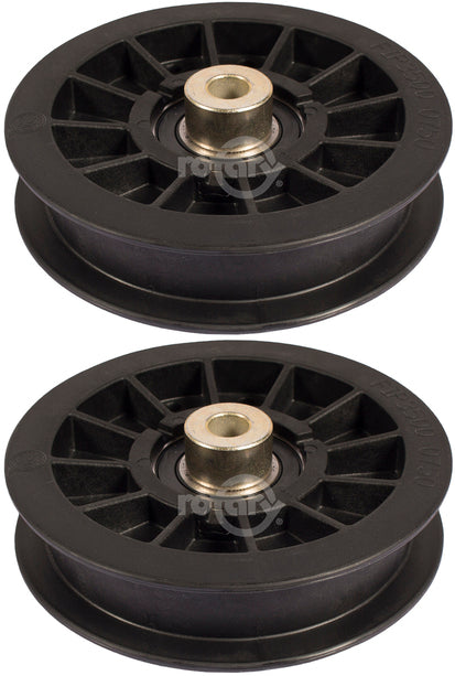 2 PK Flat Idler Pulley Fits Exmark 116-2456 Pioneer & Quest Series 3-1/2" OD