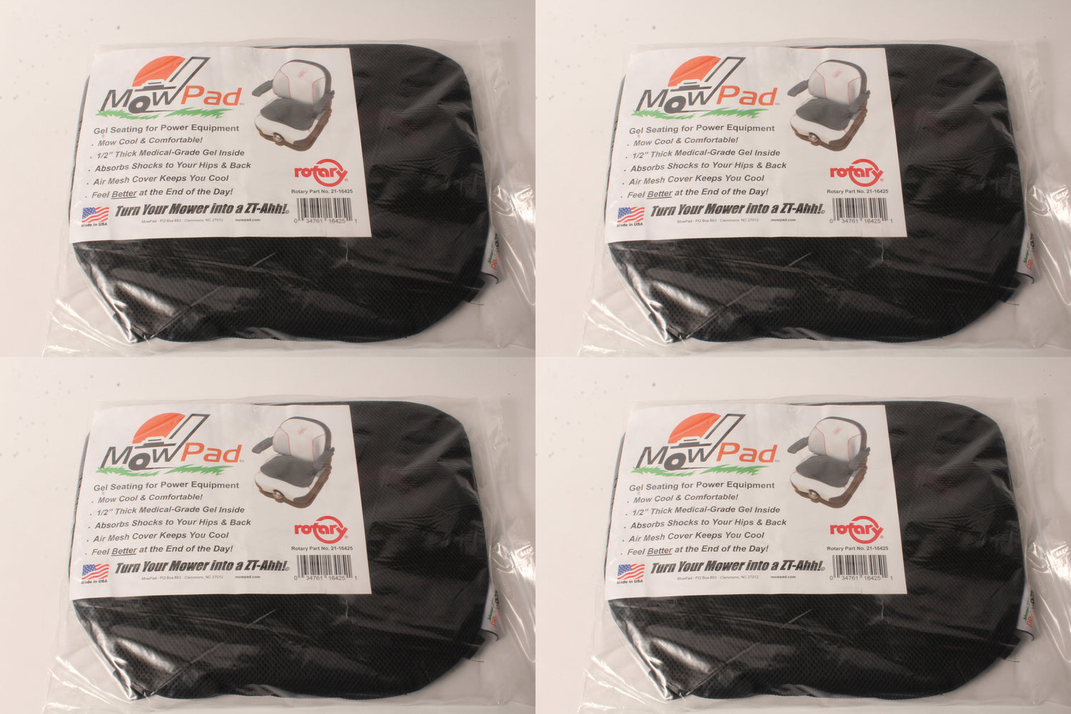 4PK MowPad Gel Seat Comfort & Cooling Pad For Outdoor Power Equipment No-Slip