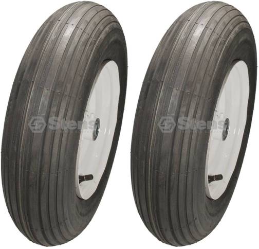 2 Pack Stens 175-445 Pneumatic Wheel Assembly 480-400-8 Rib 2 Ply
