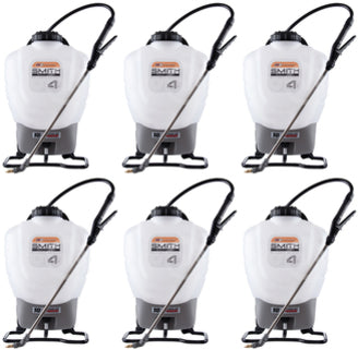 6 PK Smith 4 Gallon Backpack 18V Li-Ion Battery Powered Sprayer 50" Hose 190576