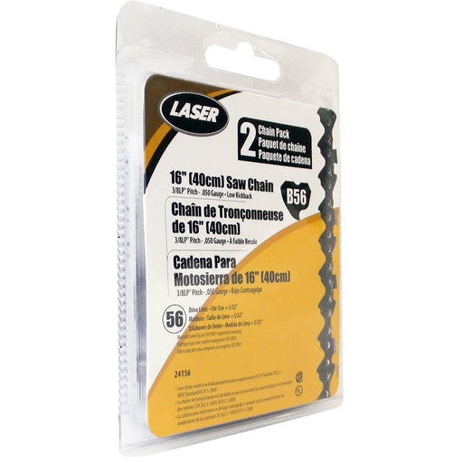 Laser 24156 Pack of 2 16" 3/8" LP .050" 56 DL Low Profile Chainsaw Chain Loops