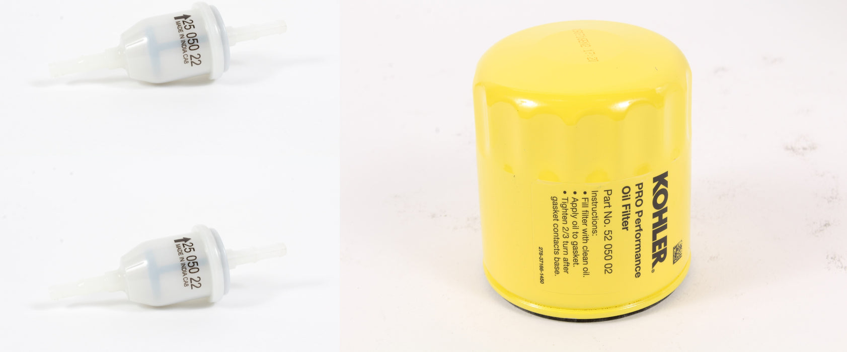 Kohler 25-050-22-S1 2 Pack Of Fuel Filters & 1 52-050-02-S Oil Filter Set OEM