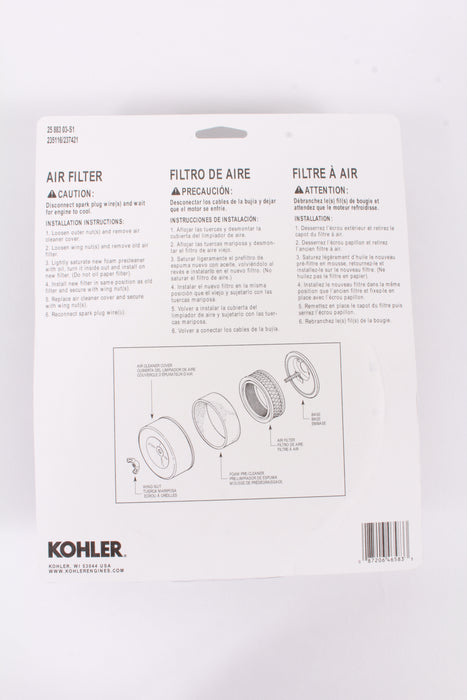 Genuine Kohler 25-883-03-S1 Air Filter & Pre Filter Combo OEM