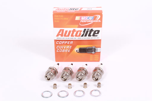 Box of 4 Autolite 254 Copper Non-Resistor Spark Plugs 14mm Thread 3/8" Reach