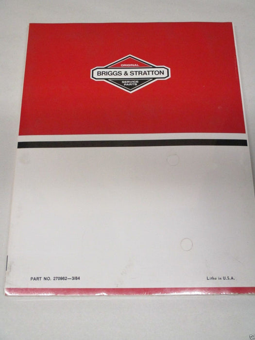 Briggs & Stratton 270962 Single Cylinder L-Head Repair Service Manual Pre 1982