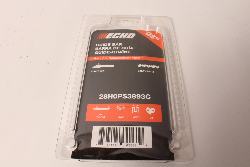 Genuine Echo 28H0PS3893C 28" .050" 3/8" 93 DL Chainsaw Guide Bar OEM