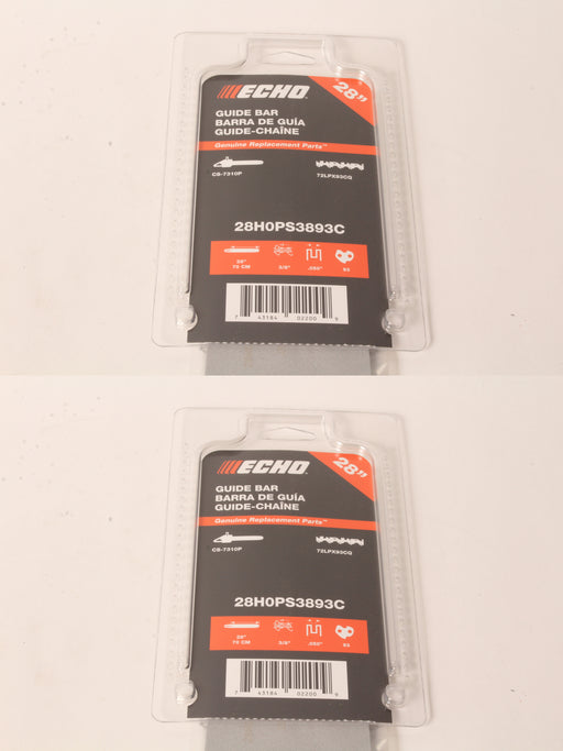 2 PK Genuine Echo 28H8PS3892C 28" .058" 3/8" 94 DL Chainsaw Guide Bar OEM