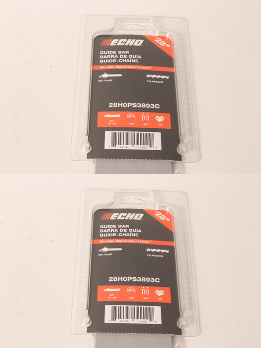 2 PK Genuine Echo 28H8PS3892C 28" .058" 3/8" 94 DL Chainsaw Guide Bar OEM