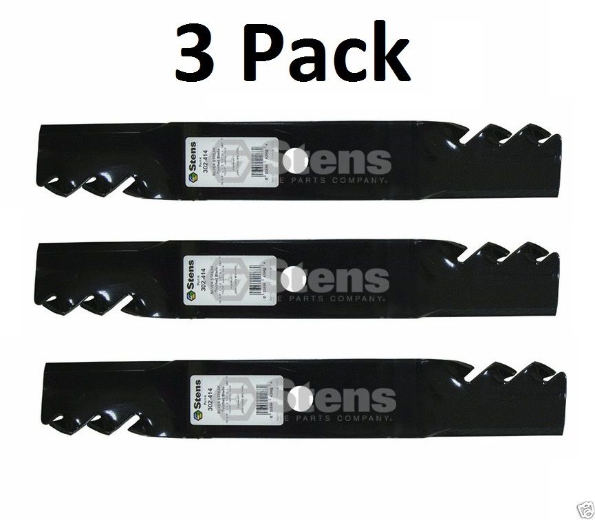 3 Pack Stens 302-414 Toothed Mower Blade for John Deere M115495 M113517 Scotts