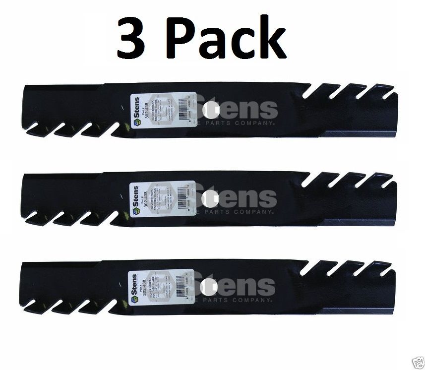 3 Pack Stens 302-438 Toothed Mower Blade for John Deere M145476 M127673 LX GT GX