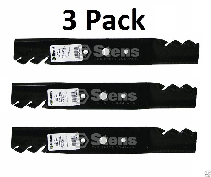 3 Pack Stens 302-444 Toothed Mower Blade for John Deere GX20250 L120 L130 48"