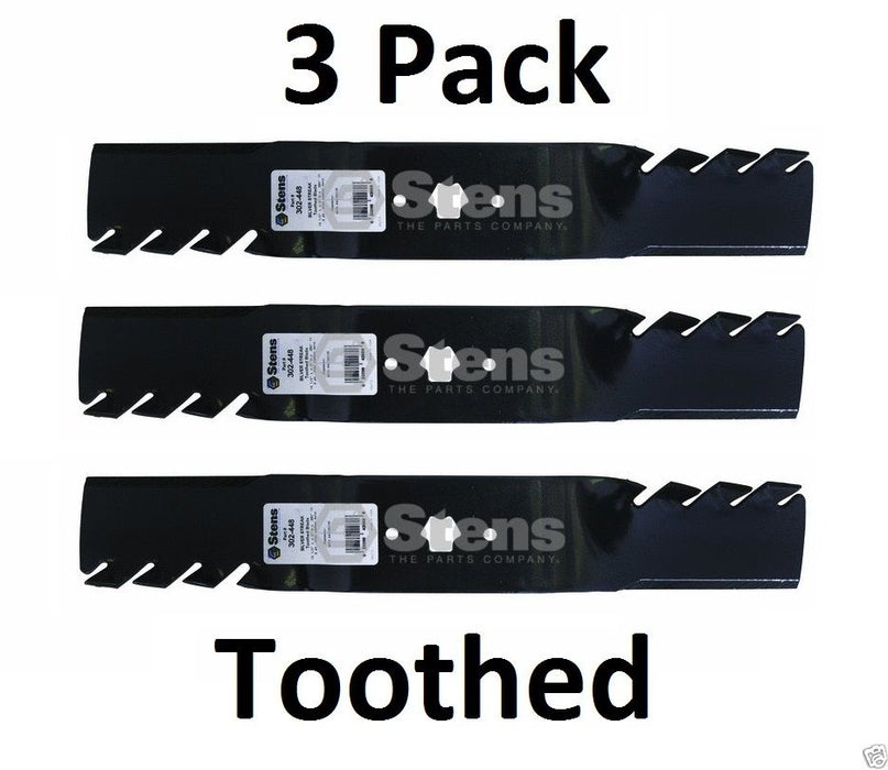 3 Pack Stens 302-448 Toothed Blade for Cub Cadet 942-0677B 742-0677B MTD 54"
