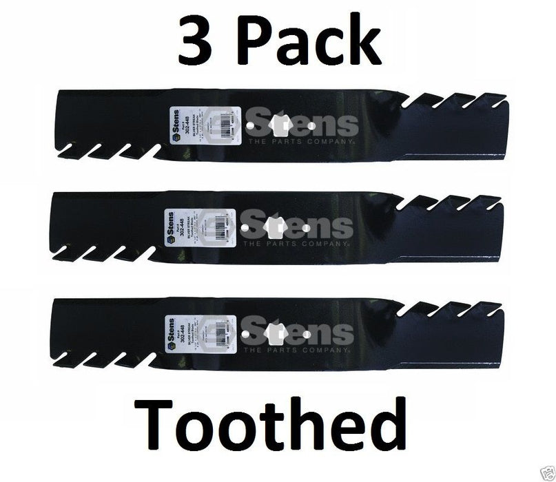 3 Pack Stens 302-448 Toothed Blade for Toro 112-0931 98024 54" GT2300