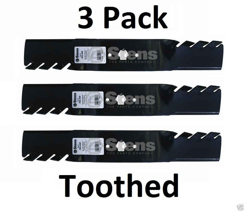 3 Pack Stens 302-448 Toothed Blade for Toro 112-0931 98024 54" GT2300