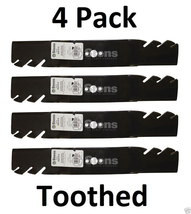 4 Pk Stens 302-612 Toothed Mower Blade Fits Exmark 116-6358 Toro 116-6358-03 30"