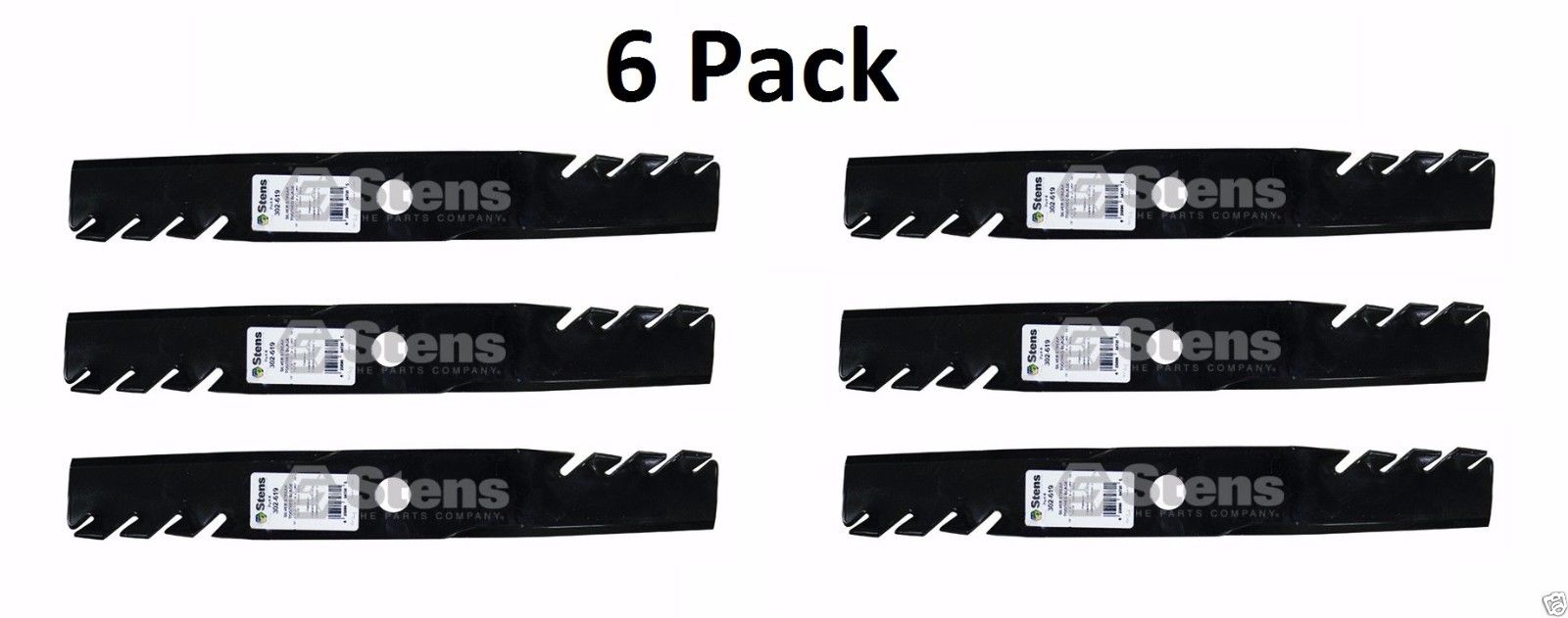 6 Pack Stens 302-619 Toothed Blade for Exmark 116-5175-S 109-6873 103-6402-S