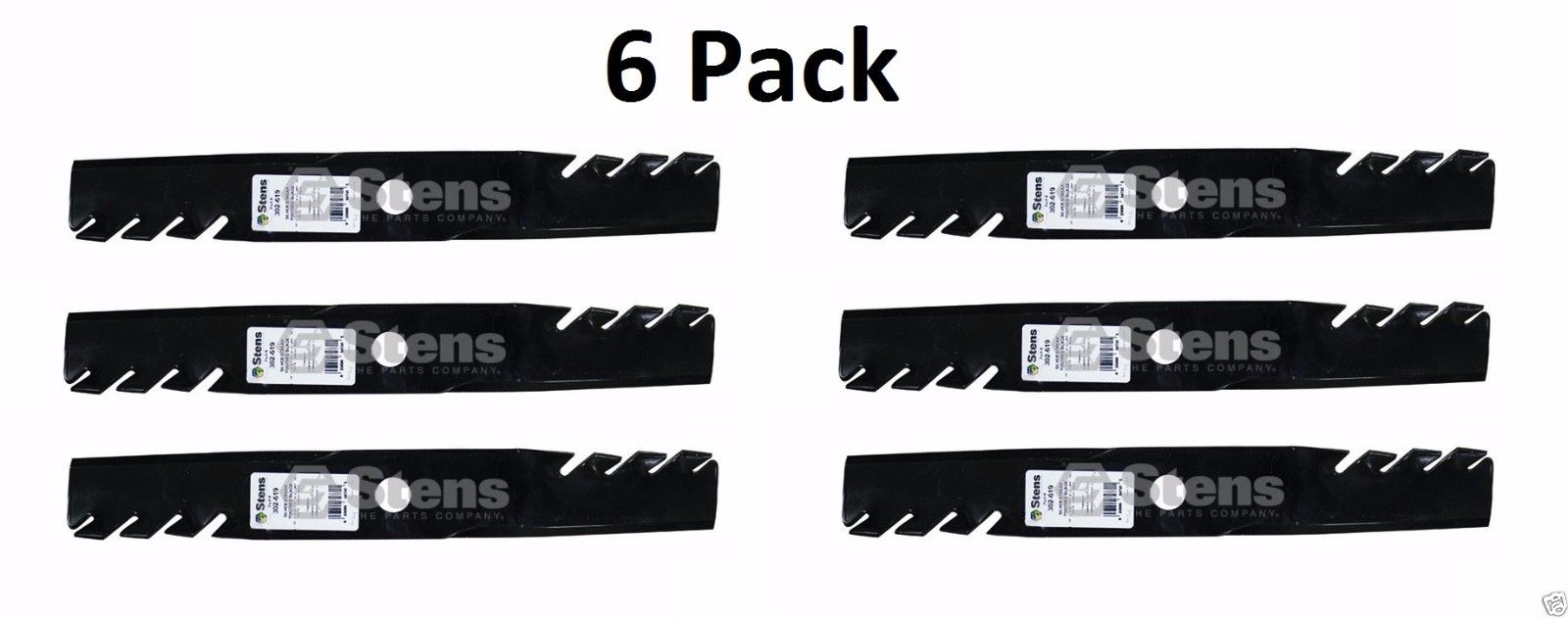 6 Pack Stens 302-619 Toothed Blade for Toro 109-6873