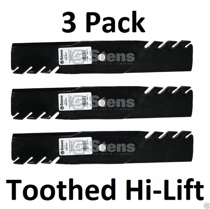 3 Pack Stens 302-817 Toothed Hi-Lift Blade for Lesco 021871 050111