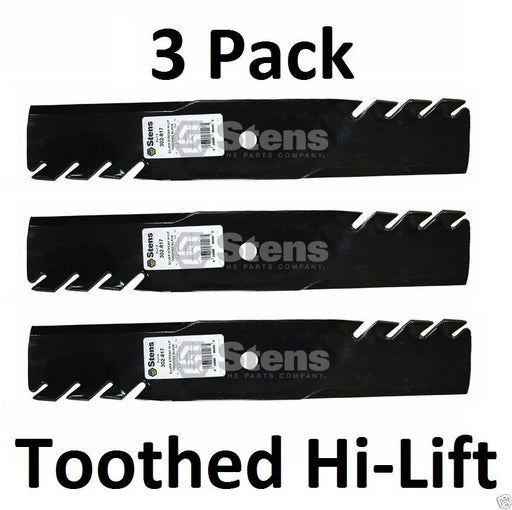 3 Pack Stens 302-817 Toothed Hi-Lift Blade for Scag 481710 483316