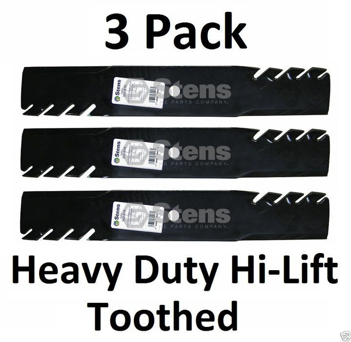 3 Stens 302-818 Hi-Lift Toothed Blades Fits Bobcat 112111-02 2722543-02 32022A