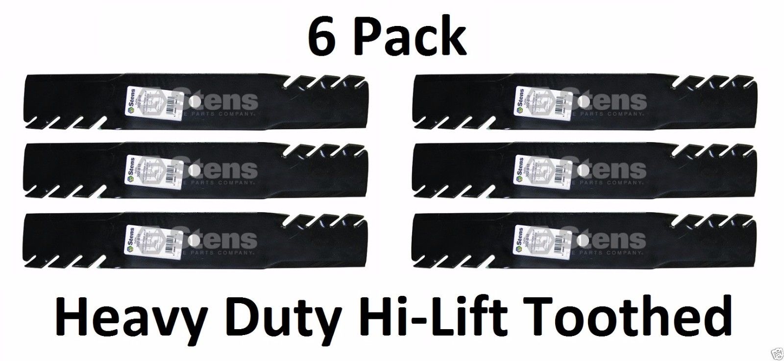 6 Pack Stens 302-818 Hi-Lift Toothed Blade for Exmark 1-303146 1-303527 1-633482