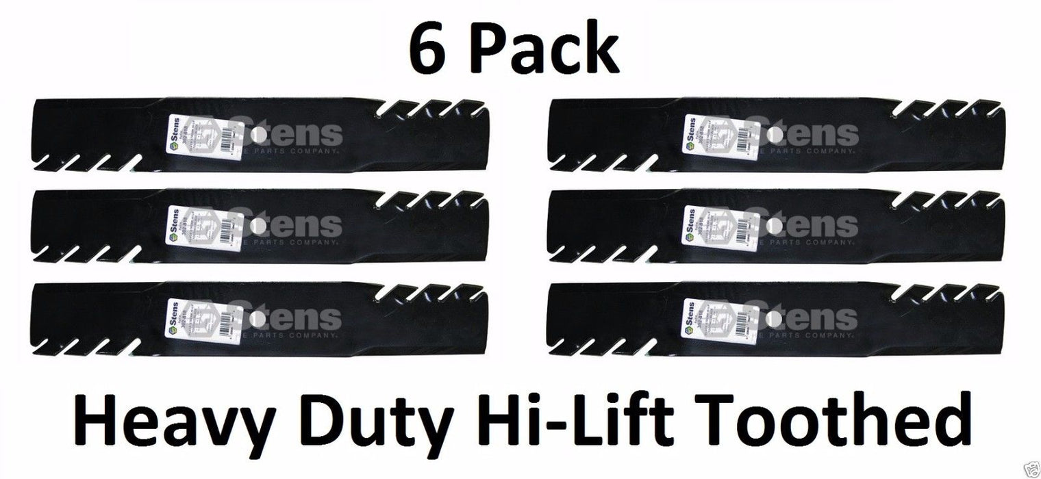 6 Pack Stens 302-818 Hi-Lift Toothed Blade for Scag 482878 482961 483317 A48108