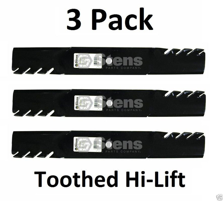 3 Pack Stens 302-820 Toothed Hi-Lift Blade for Bad Boy 038-6002-00 038-6050-00