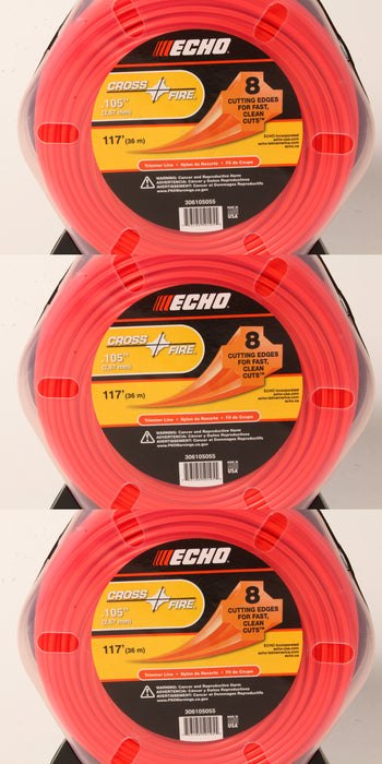 3 PK Echo 306105055 Crossfire .105" String Trimmer Line 1/2 lb Donut