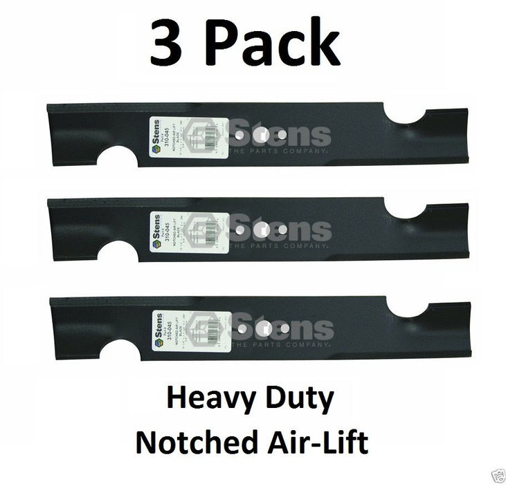 3 Stens 310-045 HD Notched Air Lift Blades For Bobcat 112111-01 32061A 2722543-1